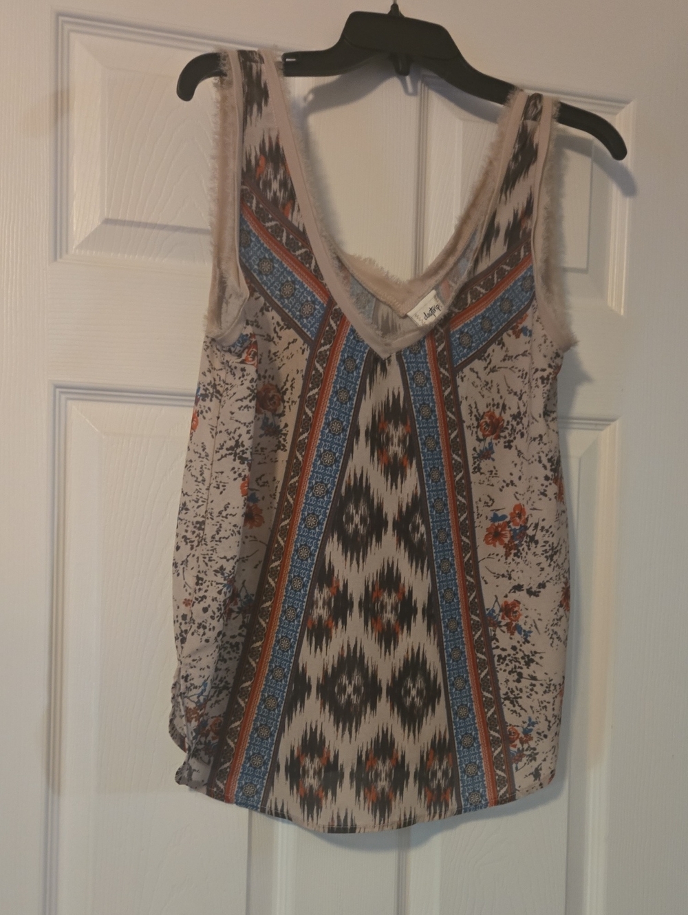 Daytrip Beige Camisole with Blue and Rust Trim